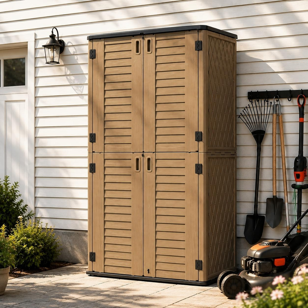 ADDOK 66 Cu.Ft Outdoor Storage Shed,Resin Storage Cabinet with Floor