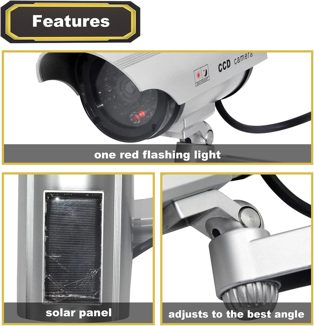 F FINDERS&CO Solar Powered Dummy Security Camera, Bullet Fake Surveillanc...