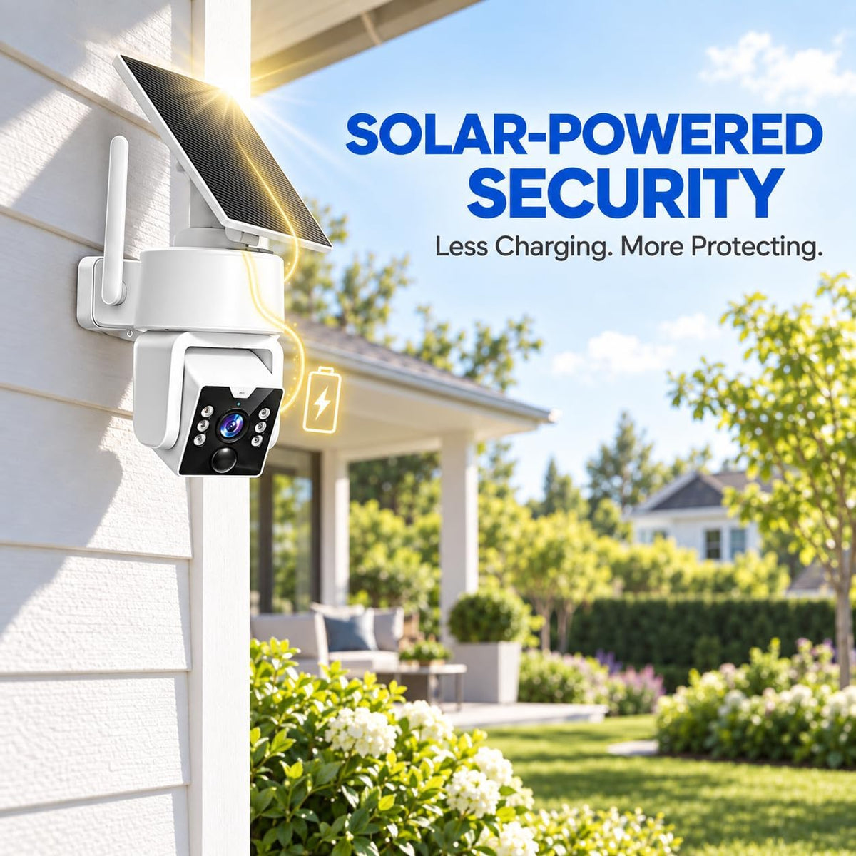Security Cameras Wireless Outdoor, No Subscription 500GB Local Storage, Solar Powered Cameras For Home Security, PTZ Auto Tracking, 4Cam-Kit, Color Night Vision Home Security Camera System,5G/2.4G