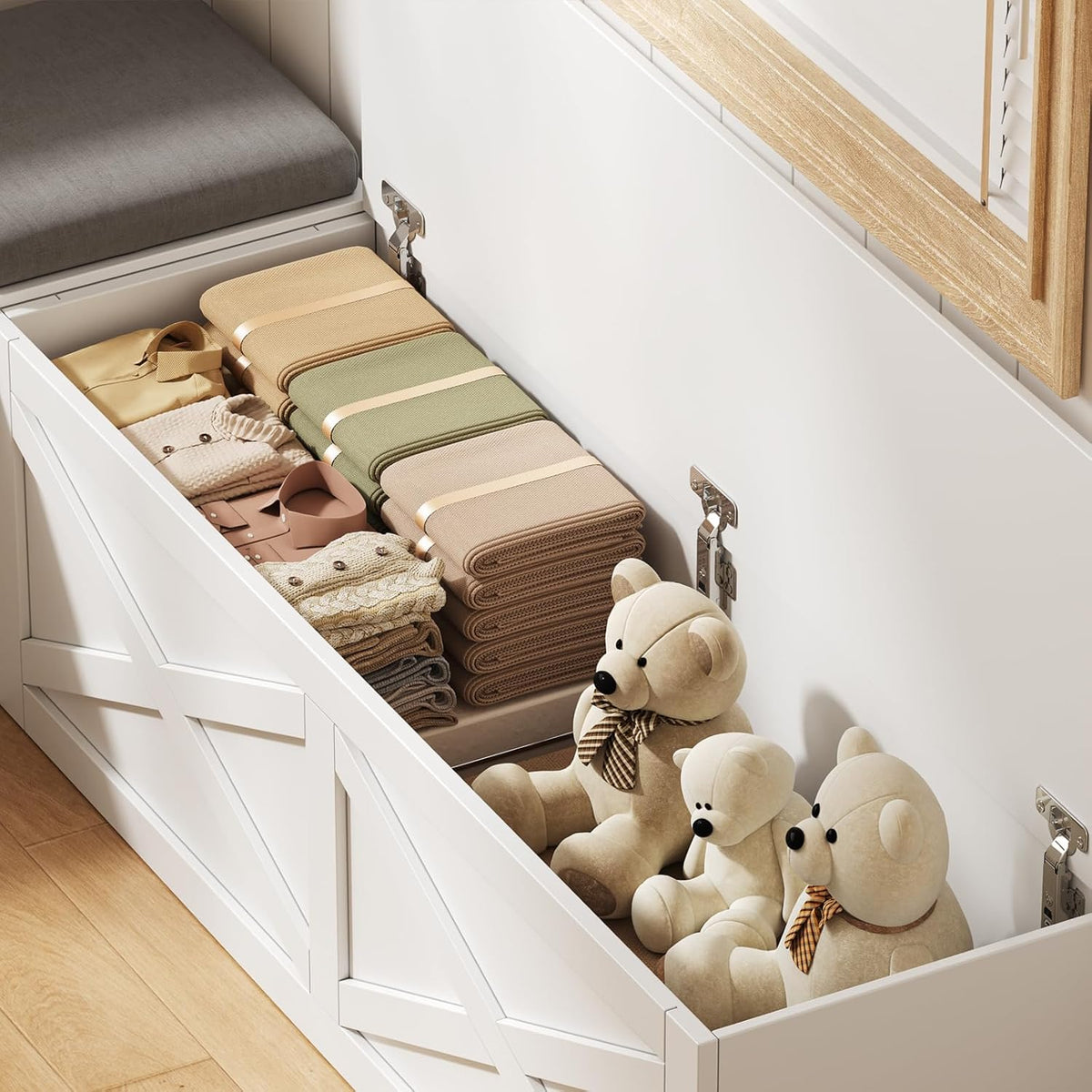 breakfast nook bench, l shaped storage bench with, close-up detail