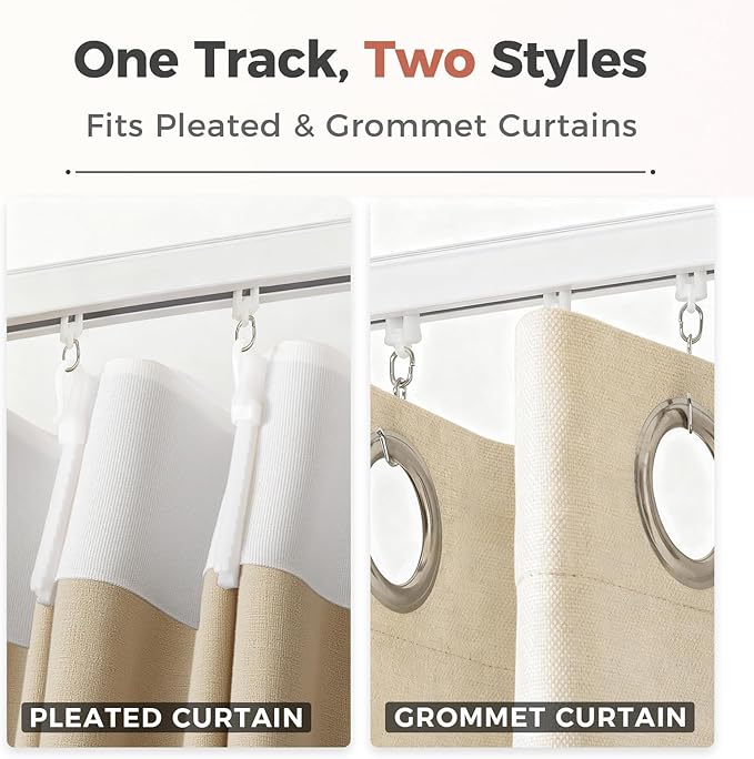 ChadMade Ceiling or Wall Mount Curtain Track Kit - 6ft Adjustable Length Drape