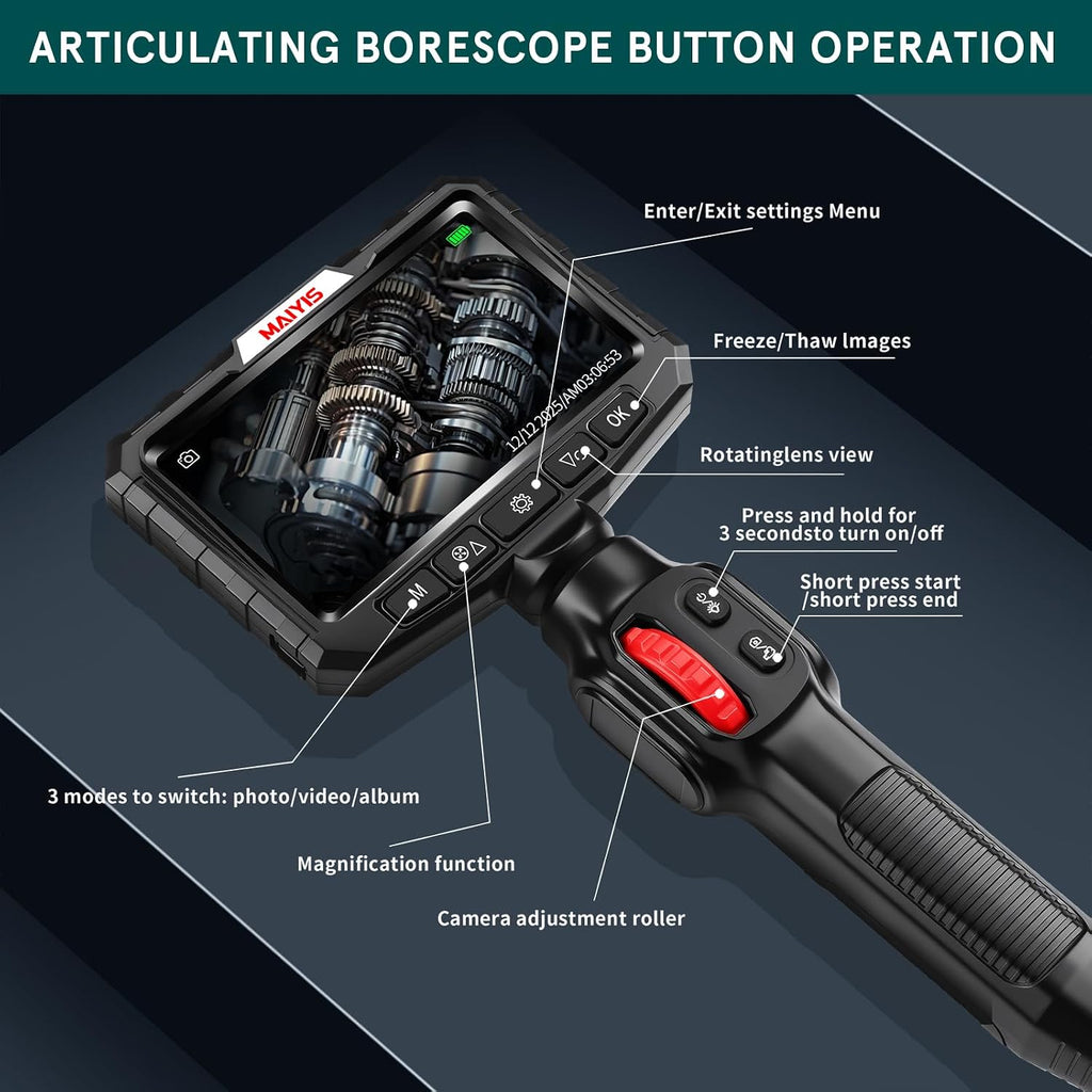 0.24 in ultra mini two-way articulating borescope camera, package contents
