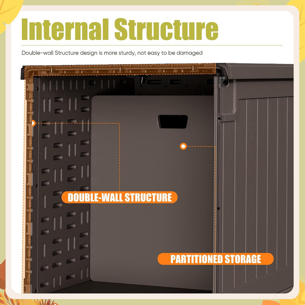 devoko hdpe 240 gallon deck box double-wall with shown in use