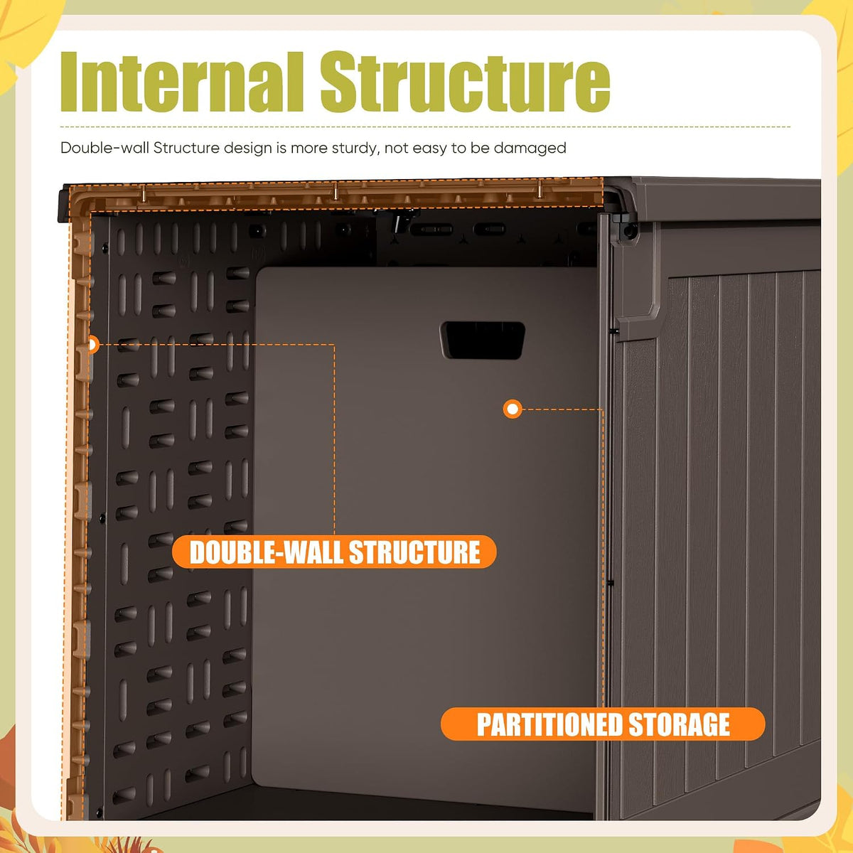 devoko hdpe 240 gallon deck box double-wall with shown in use
