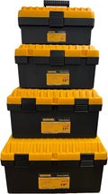 Tool Box Set of 4, Large Plastic Stackable Tool Boxes for Tool Storage