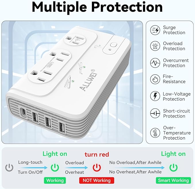 ALLWEI 2000W Travel Voltage Converter 220v to 110v Converter