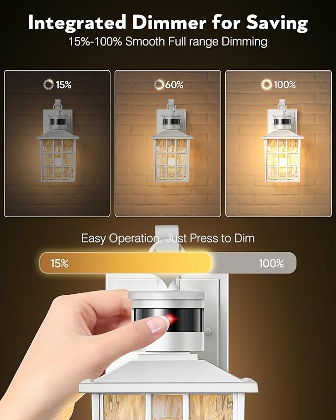 VIANIS White Motion Sensor Exterior Wall Lantern, 2 Pack Dusk to Dawn Outdoor