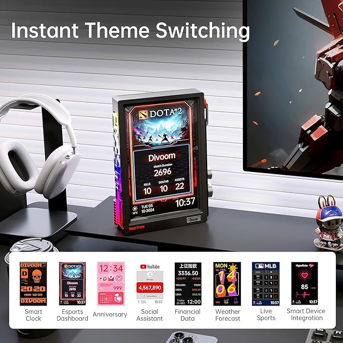 Divoom TimesFrame – 10.1" WiFi 6 Digital Picture Frame & Smart Desk Display