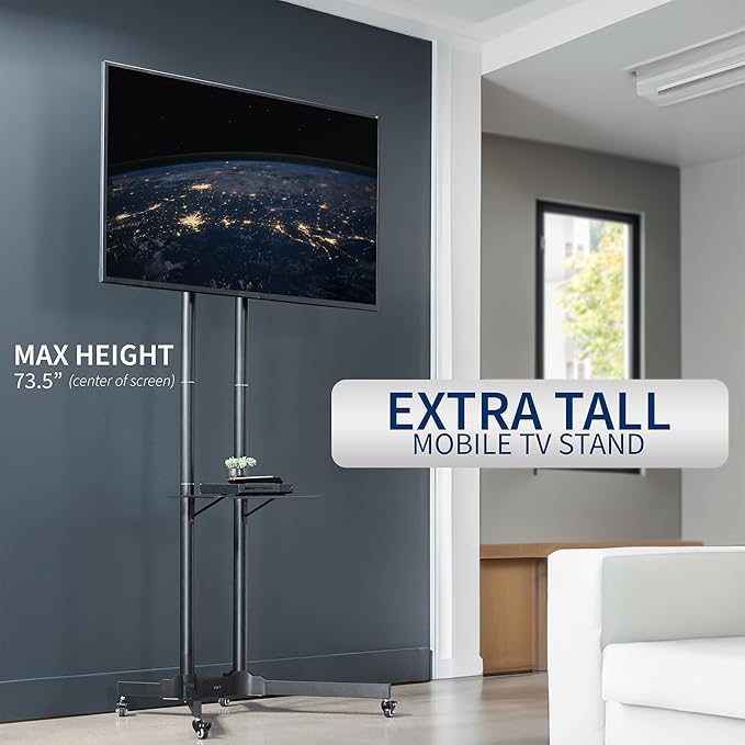 VIVO Tall TV Cart for 32 to 83 inch Screens up to 110 lbs, LCD LED OLED 4K
