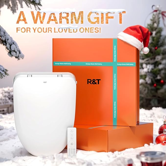 R&T V303 Auto-Open Smart Bidet Toilet Seat, Elongated Electric Bidets