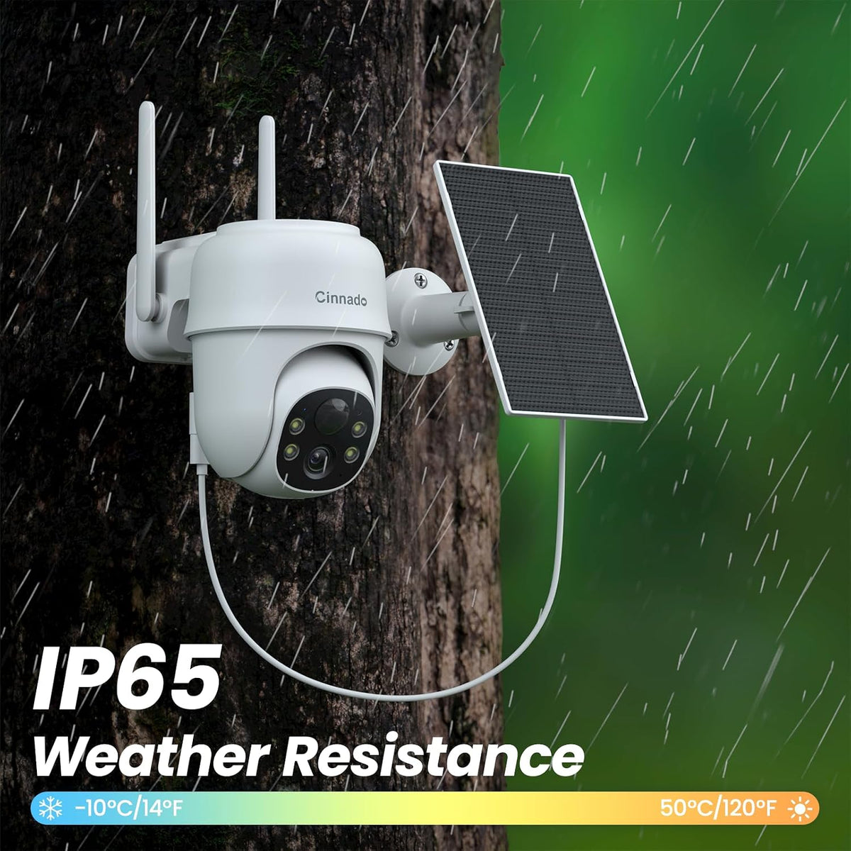 cinnado 2k outdoor cameras for home security solar, front angle view