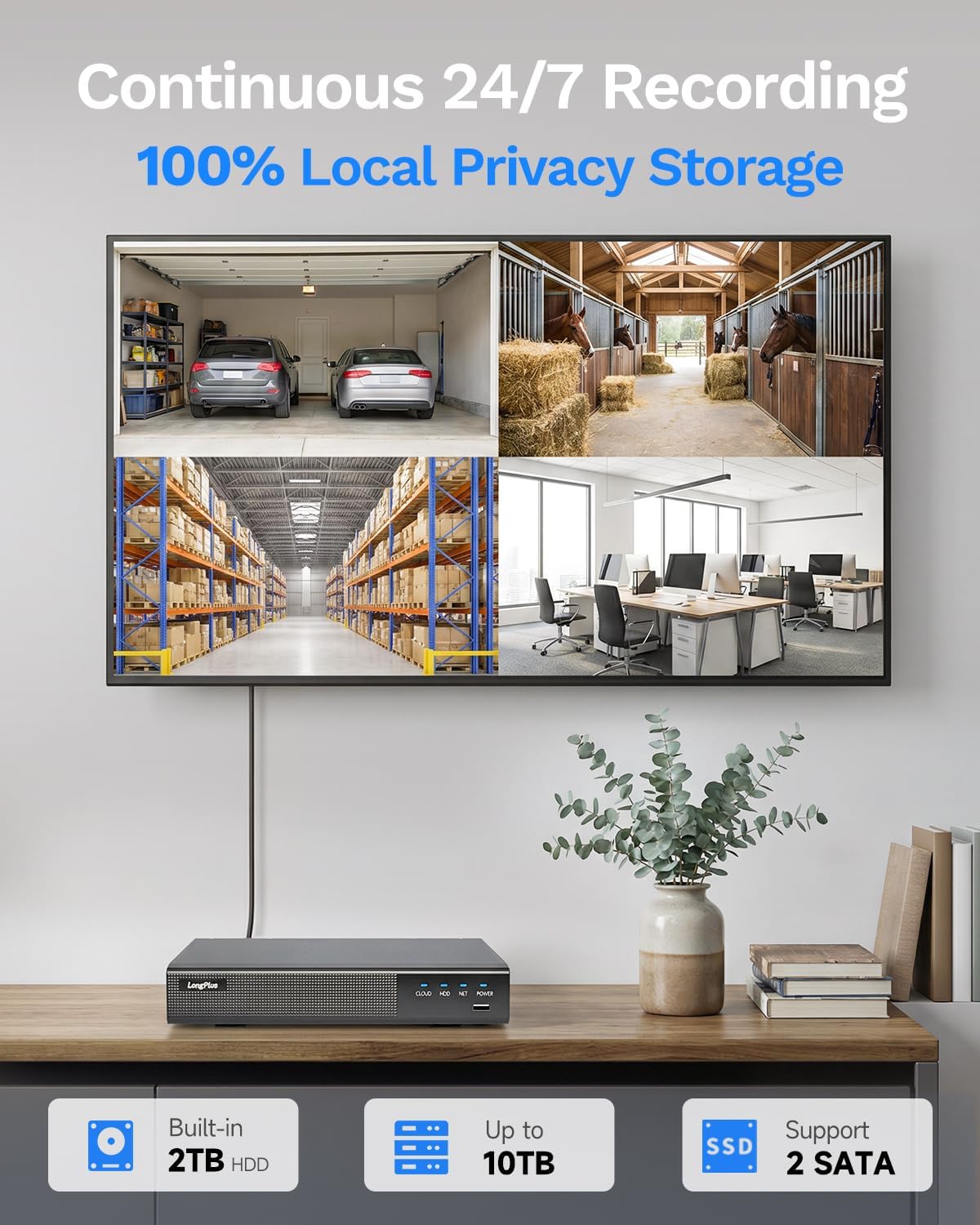 4k poe security camera system, 16ch nvr kit, front angle view
