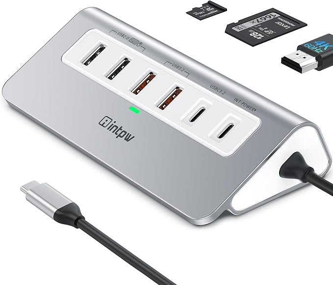 intpw P9 PRO USB C Hub 10Gbps, 9-in-1 USB C Docking Station