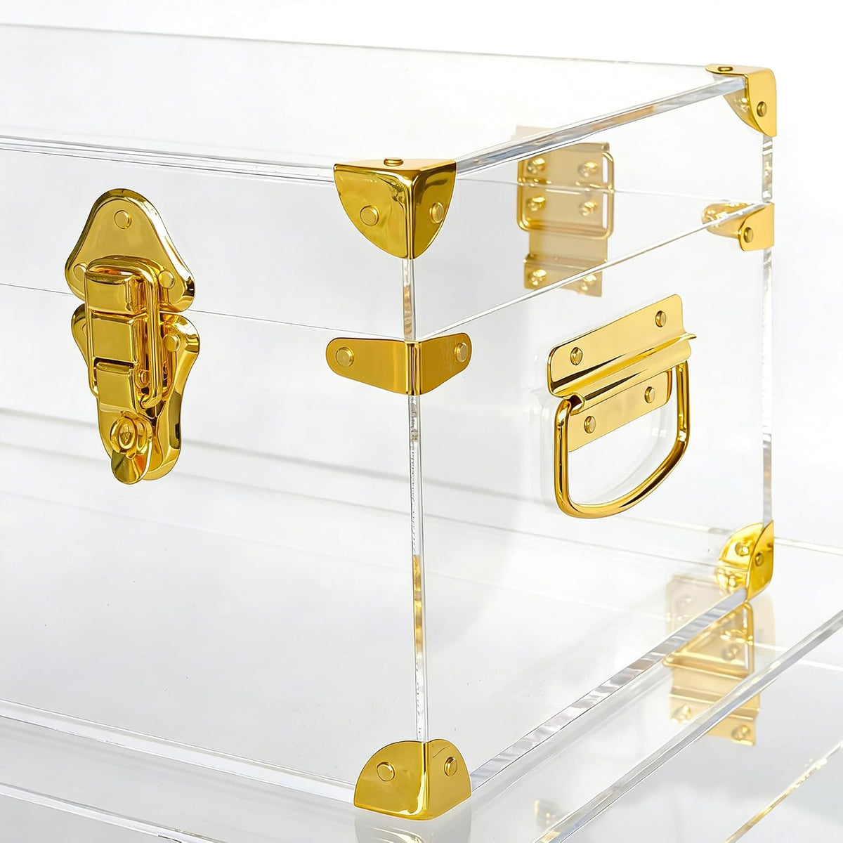 vixdonos acrylic storage chest decorative trunk set of, close-up detail