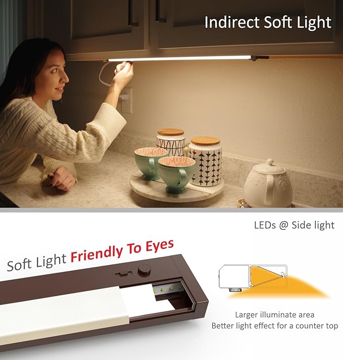 Leetdud Under Cabinet Lighting Plug in or Hardwired Built-in Dimmer, 40 Inch 20W