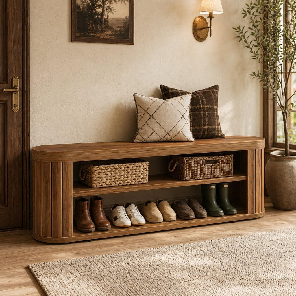 Tribesigns 47.2" 3-Tier Entryway Bench with Shoe Storage