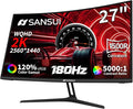 SANSUI 27 Inch WQHD 2560X1440 Curved Gaming Monitor, 180Hz MPRT 1ms Computer