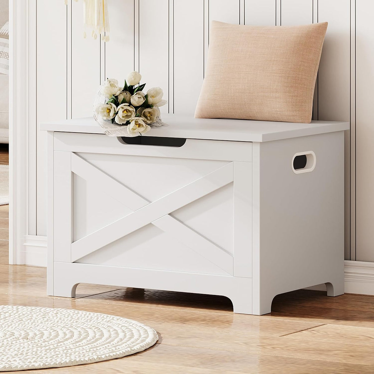 gaomon 23.6" storage chest, storage bench with safety, side view