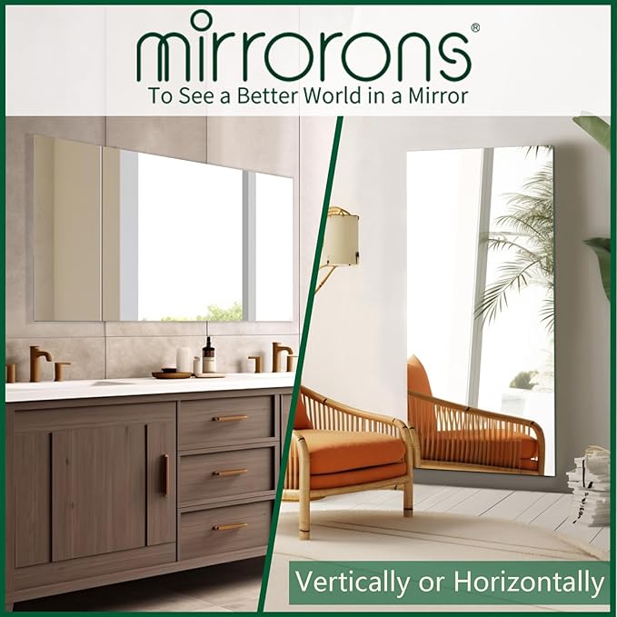 Mirrorons Large Mirror 60" x 28", Modern Rectangle Bathroom Mirror