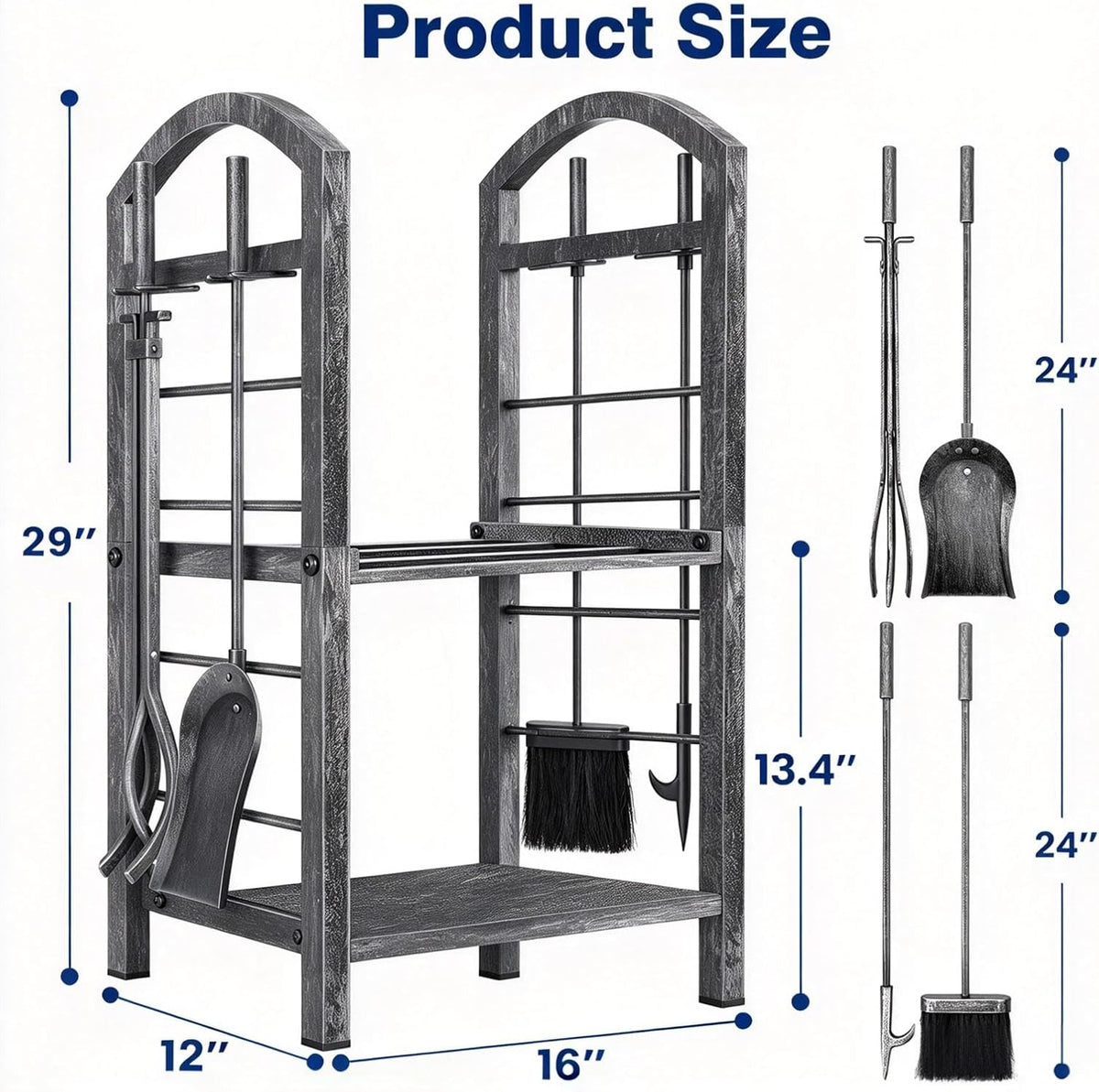 amagabeli garden & home 30in firewood rack indoor, close-up detail