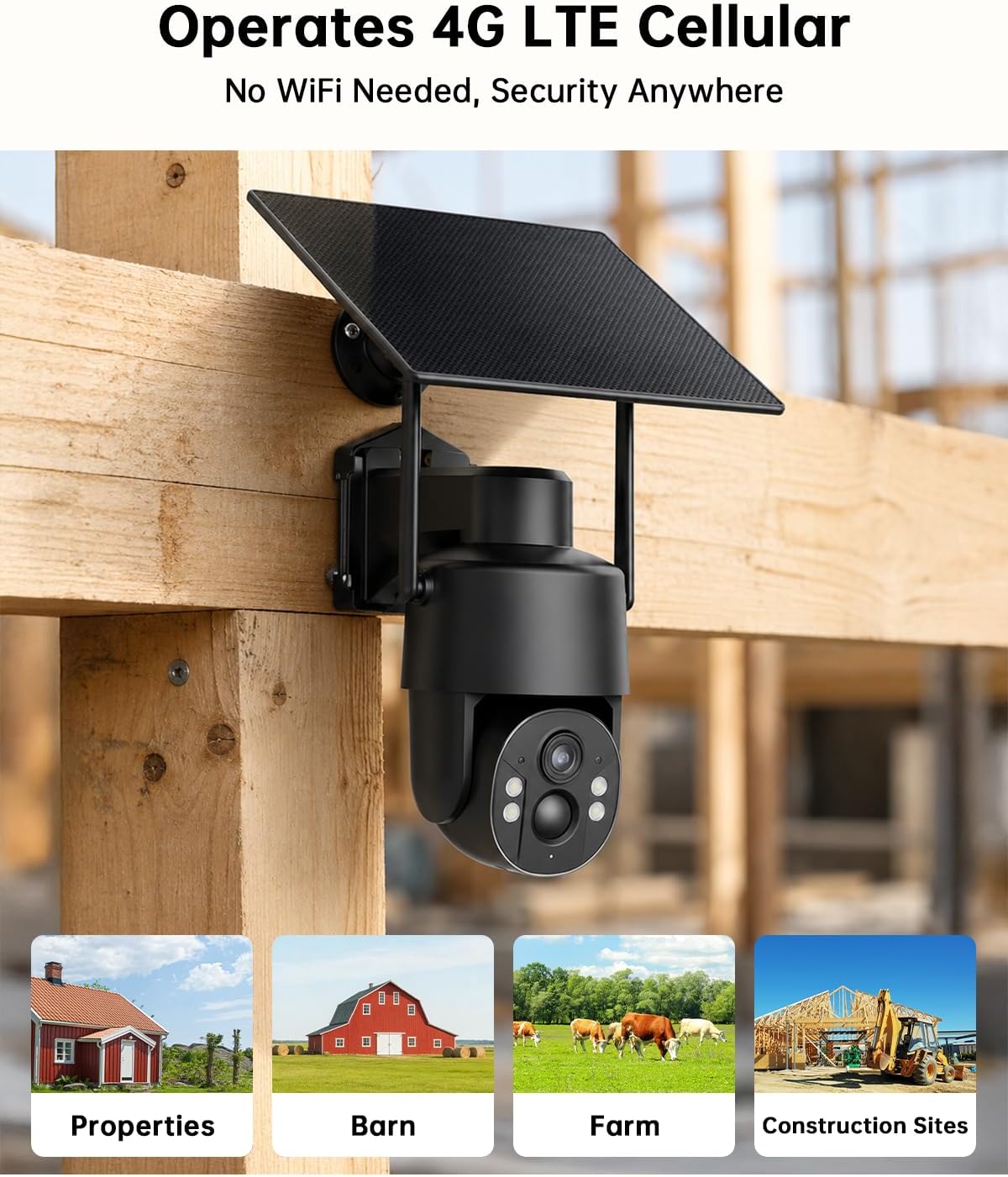 no wifi security camera, 4g lte cellular, 4mp shown in use