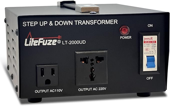 LiteFuze 2000 Watt Voltage Converter Transformer Step Up/Down - 110v to 220v /