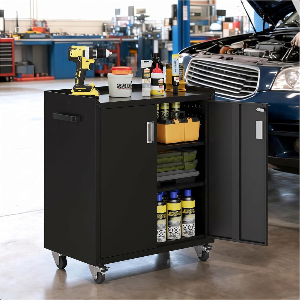 lcaopc metal storage cabinet with wheels - lockable, package contents