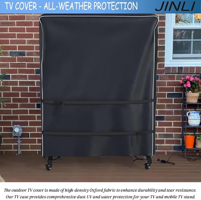 JINLI 60-65 inch outdoor TV trolley cover, courtyard TV cover, Oxford fabric