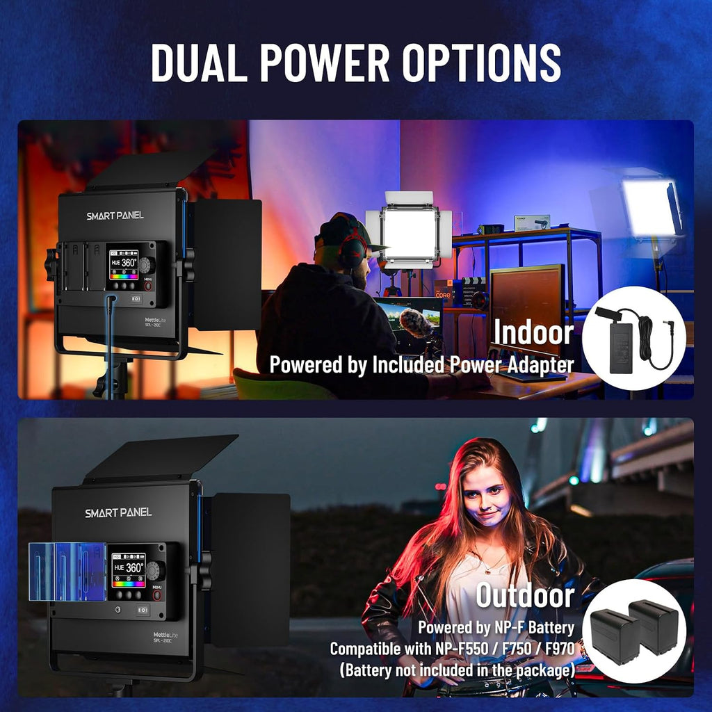 Mettlelite SPL210C RGB LED Video Light with APP Control, 360 Full Color RGB Panel, 2800K-8000K, CRI/TLCI 97+, 10 Scenes, Professional Photography Studio Lighting for YouTube/Stream/Photo/Video