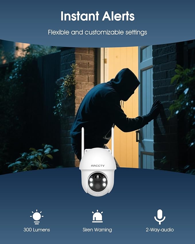 ARCCTV Solar Security Cameras Wireless Outdoor, 4MP 360° View Battery Powered (2 Pack)