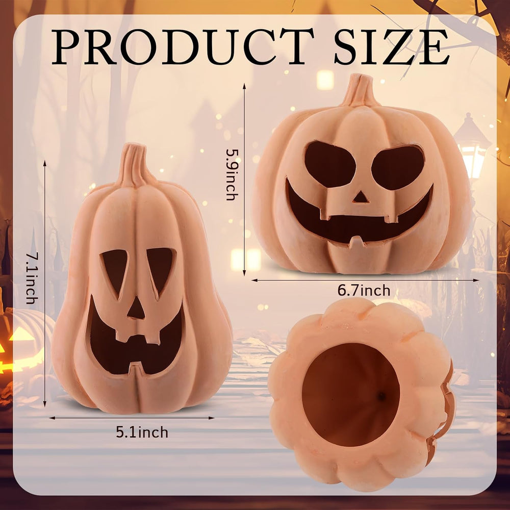 Tioncy Halloween Decor Terracotta Jack O Lantern Pumpkin Decor,Orange