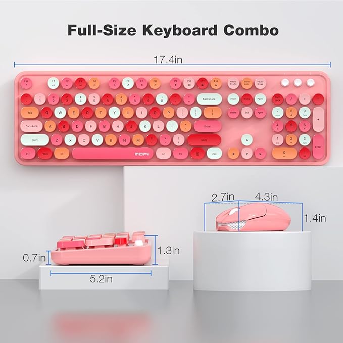 MOFII Wireless Keyboard and Mouse Combo, 2.4GHz Retro Full Size