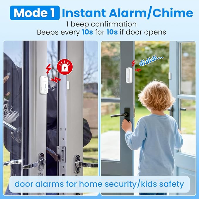 Sanjie Door Alarm with Instant and Delayed Alerts 30s/1min/2min/4min, Door