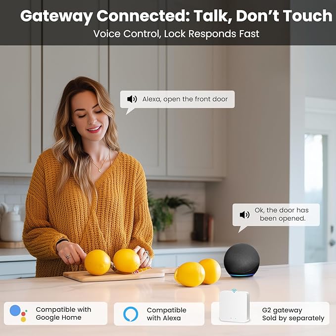 Biquole Smart Lock with Handles, Fingerprint Door Lock App Control, Keyless