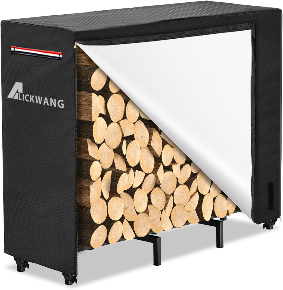 Outdoor Waterproof 4ft Firewood Rack Cover with Zipper