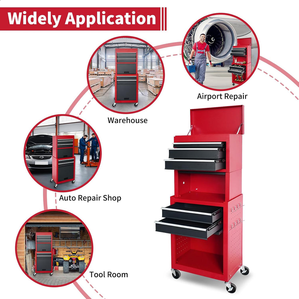 5-drawer rolling tool chest, high capacity metal tool on a desk or shelf