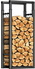 VOUNOT Firewood Rack Adjustable Firewood Holder Heavy Duty Log Holder Stand for Fireplace Fire Wood Storage Holder for Indoor Outdoor 5 ft Height Black