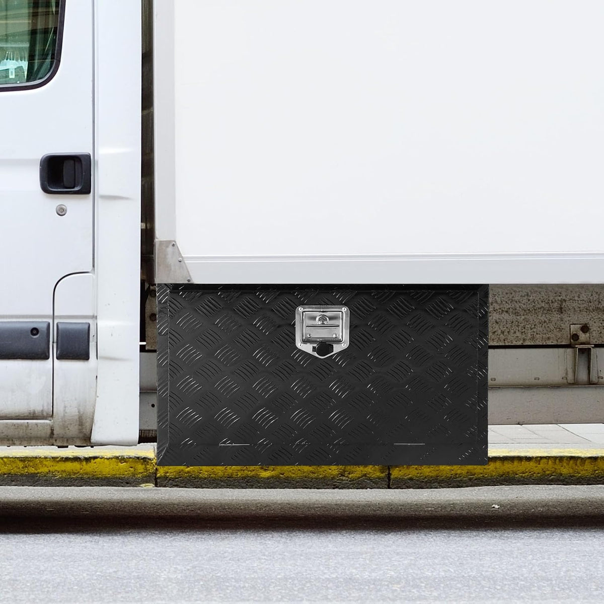 vevor underbody truck box, 30" x 17" x, front angle view