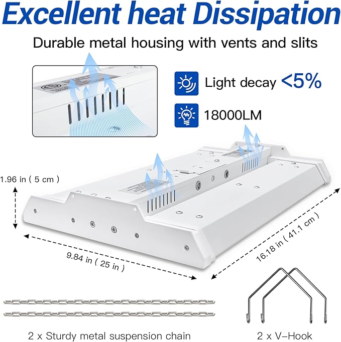 JTT LED Linear Shop Lights 150W, 21000LM 360° Adjustable 1.35FT Led High Bay