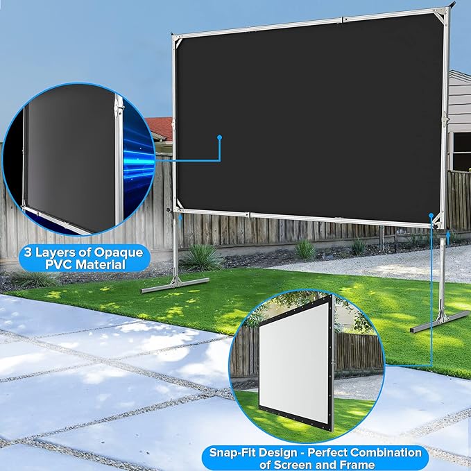 Projector Screen and Stand, JWSIT 110 inch Outdoor Movie Screen-Upgraded 3