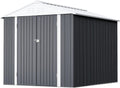 GUNJI 6 x 4 FT Shed Outdoor Storage Shed Metal Garden Shed with Lockable Door Outside Waterproof Tool Shed for Backyard, Patio, Lawn (Gray)