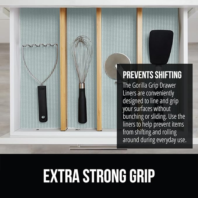 GORILLA GRIP powerGRIP Drawer Shelf and Cabinet Liner, Thick Strong Hold