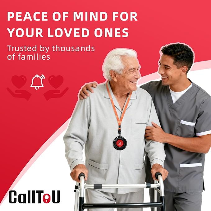 CallToU Caregiver Call Button Wireless Call Bell Alert Button