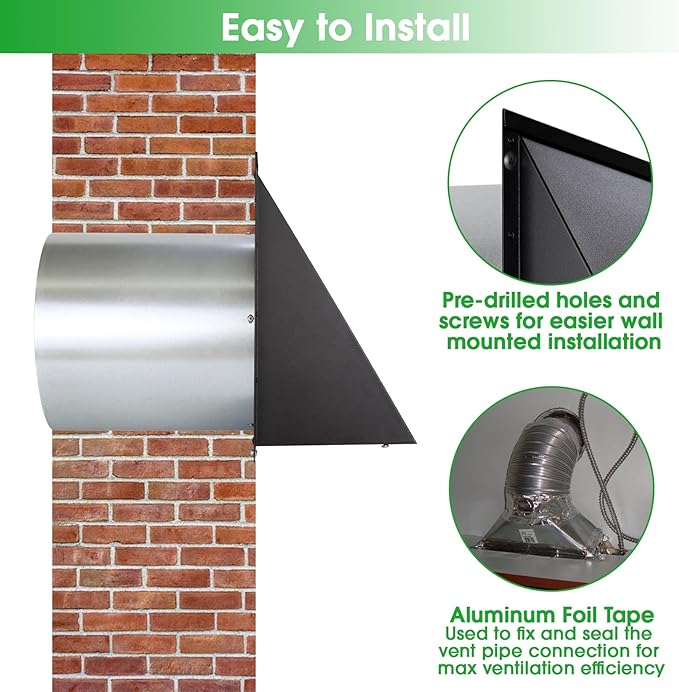 4 Inch Dryer Vent Cover Outside, Dryer Vent Cover Outdoor Wall Vent Hood Dryer