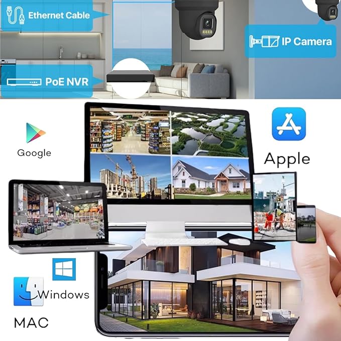 4K NVR PoE Security Camera System Wired Surveillance NVR Kits, (4pcs)