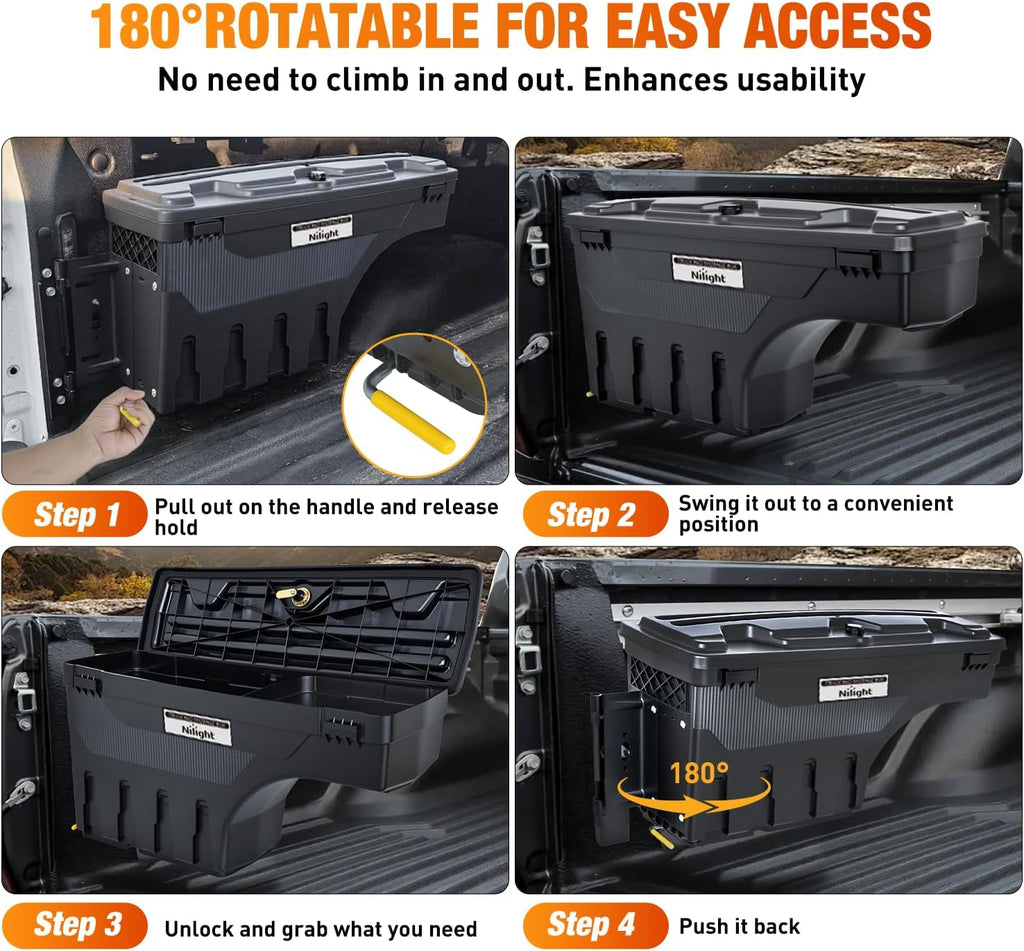 nilight truck bed tool box driver side &, side view