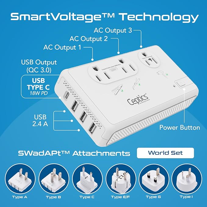 Ceptics 2000W Travel Voltage Converter