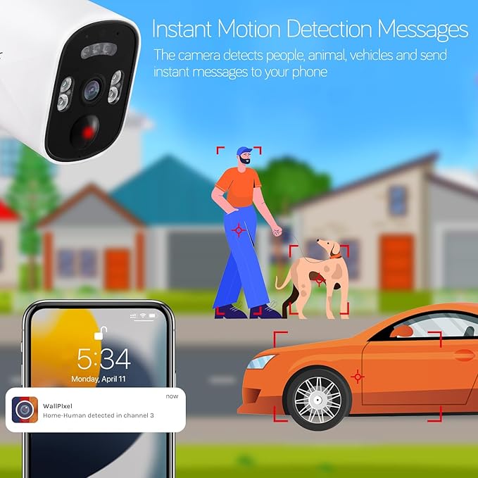 xmartO 100% Wire-Free Solar PTZ Home Security Camera System Wireless, 4-Set 2K