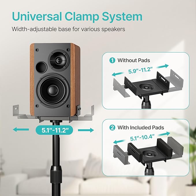 Pegzone Height-Adjustable Speaker Stands Pair, 11LBS Capacity, Height