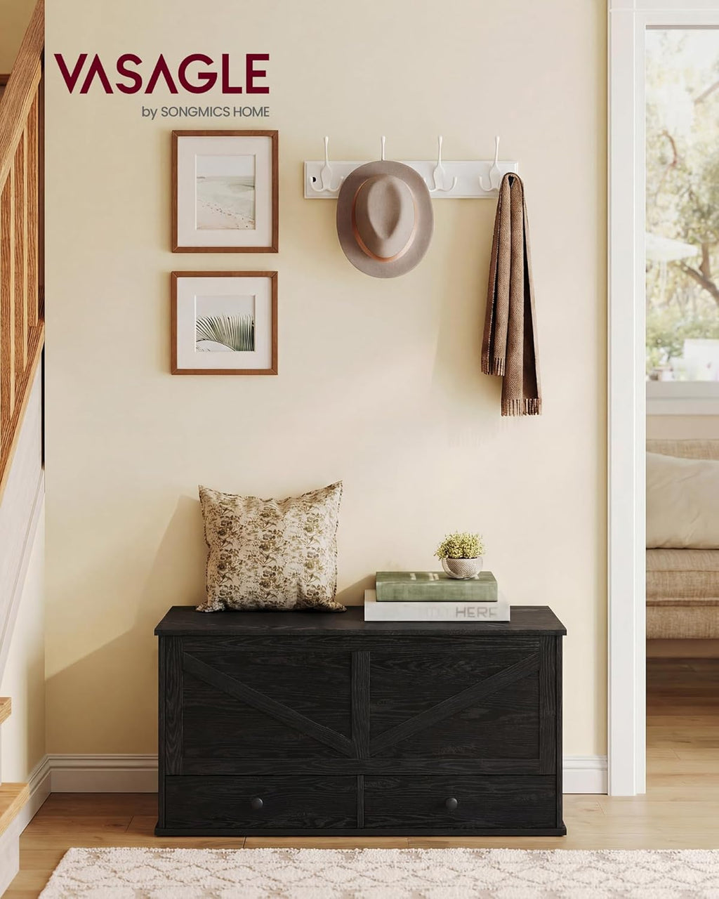 vasagle storage chest with 2 fabric drawers, 15.7 shown in use